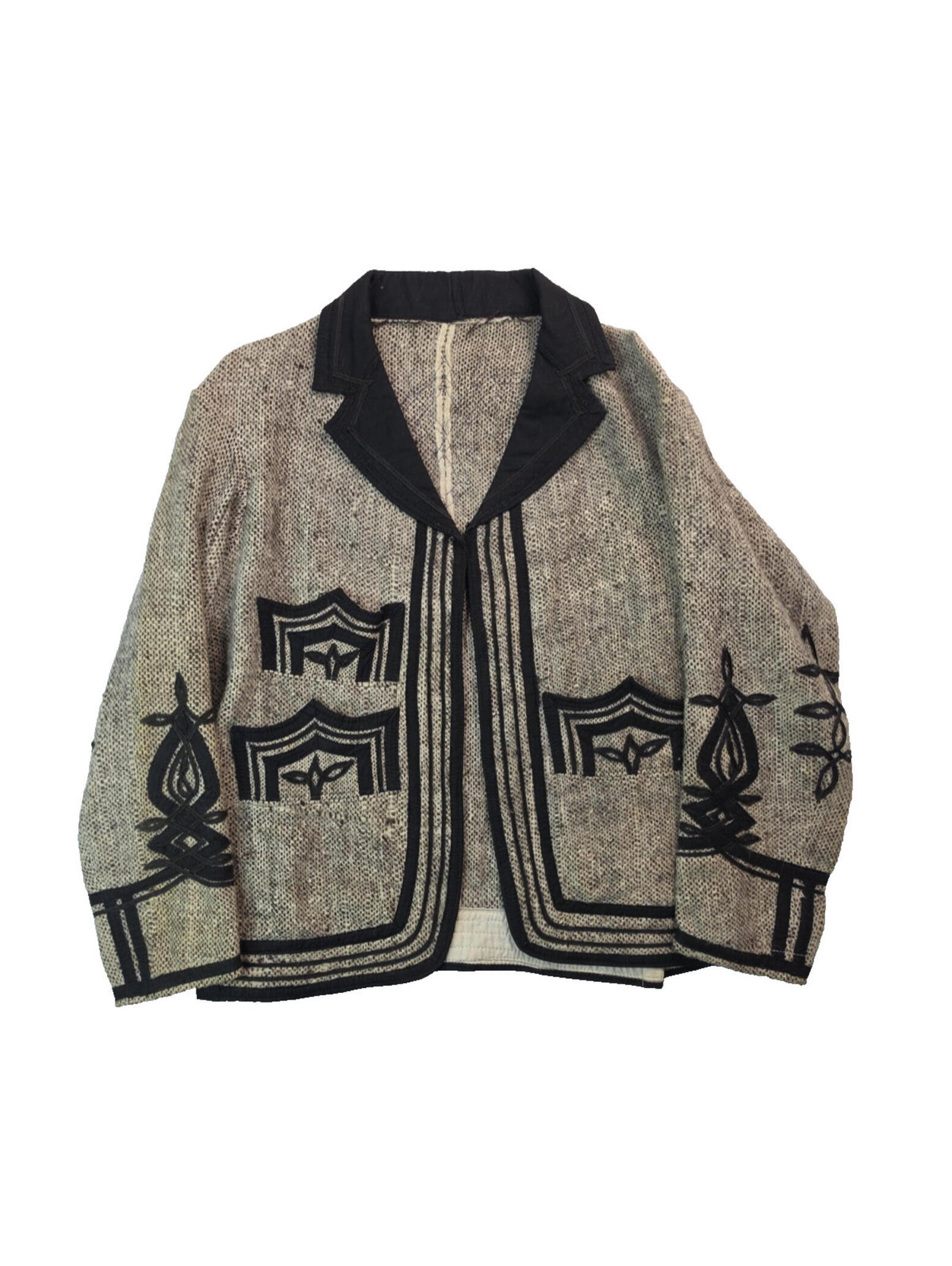 Guatemalan Vintage 1960s Wool Knit Soutache Trim Cardigan Jacket Womens Medium M